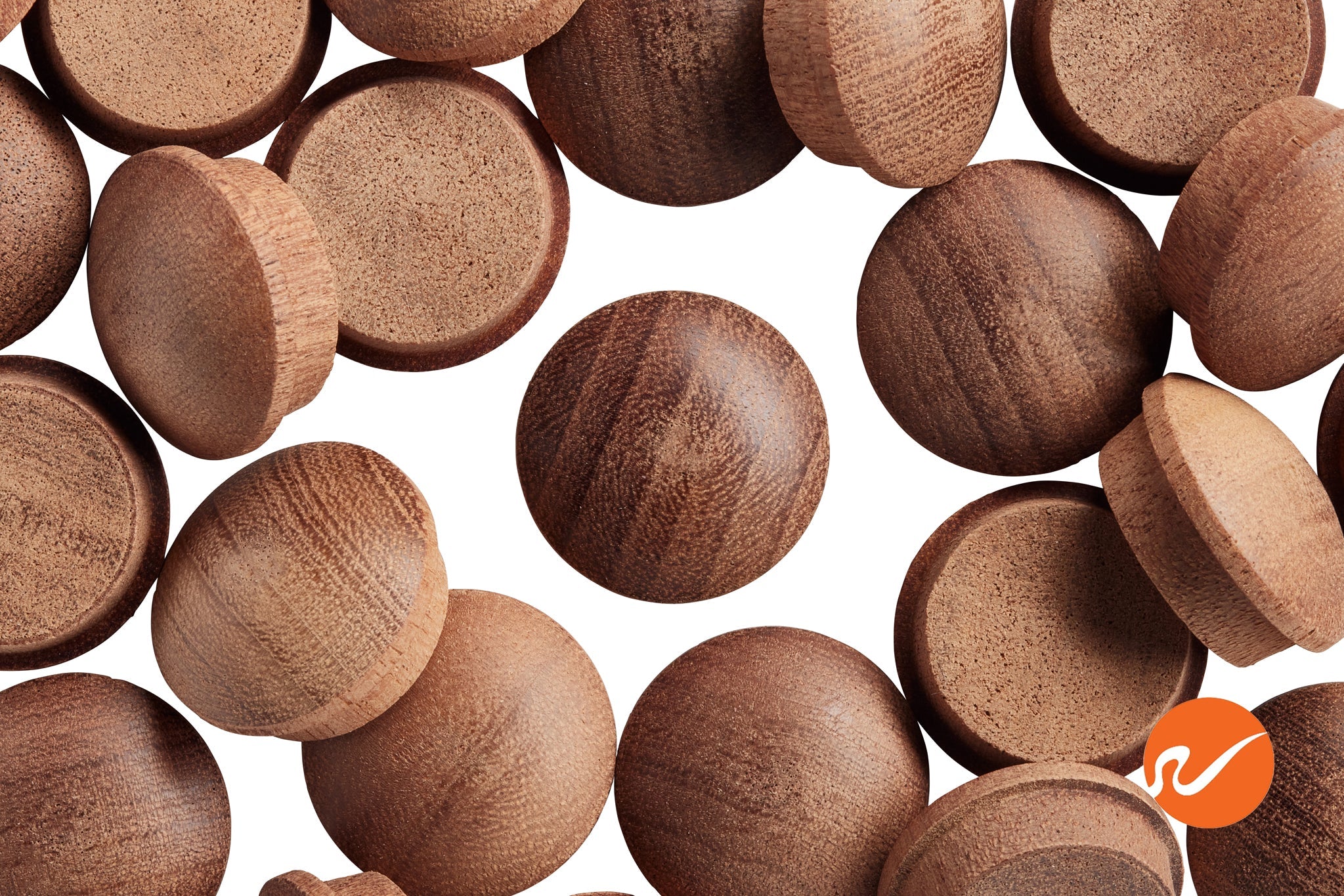 1 Button Top Wood Plugs - Maple, Oak, Walnut, Cherry & Mahogany