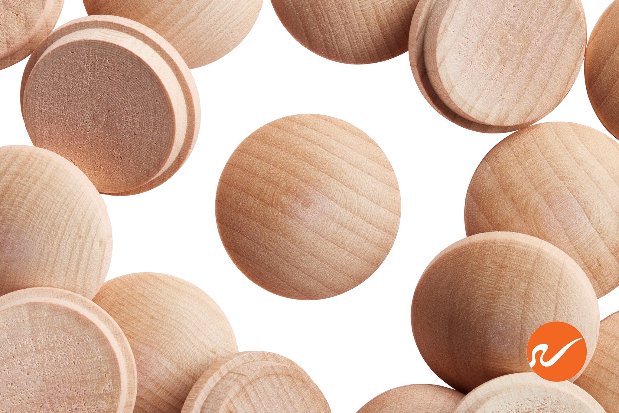 1 Button Top Wood Plugs - Maple, Oak, Walnut, Cherry & Mahogany