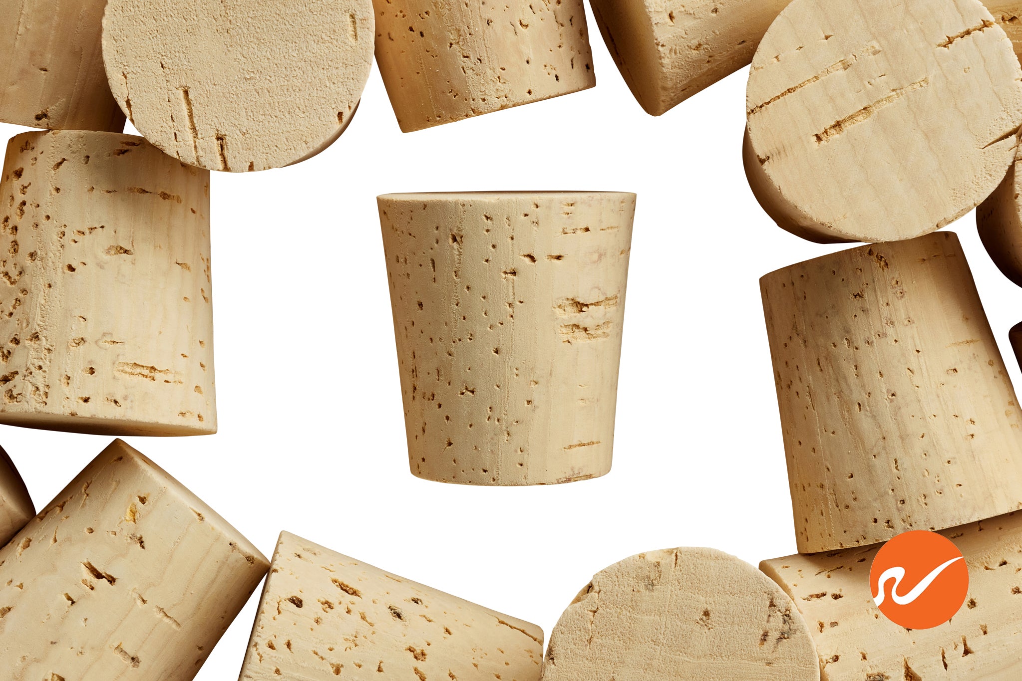 10PK Cork Stoppers, Size #10-20mm Bottom, 25mm Top, 31mm Length - Tapered  Shape, Natural Bark Material - Great for Household & Laboratory Use - Eisco